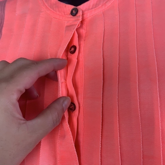 J.Crew Neon Coral Grosgrain Grain Ribbon Long Sleeve Blouse Size 0 - Picture 5 of 15